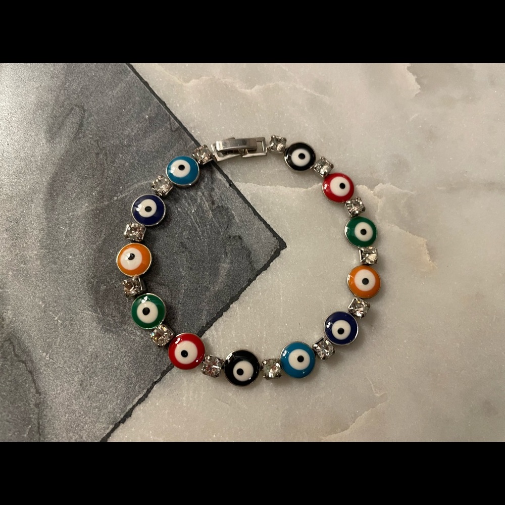 Evil Eye Bracelet Silver Multi-Color Jewel